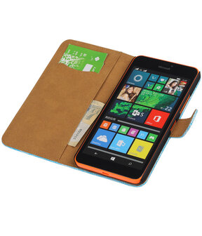 Microsoft Lumia 640 XL Booktype Wallet Hoesje Mini Slang Blauw