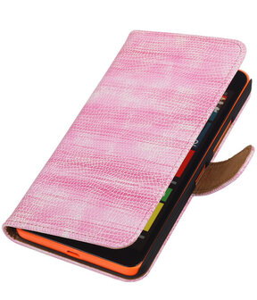 Microsoft Lumia 640 XL Booktype Wallet Hoesje Mini Slang Roze