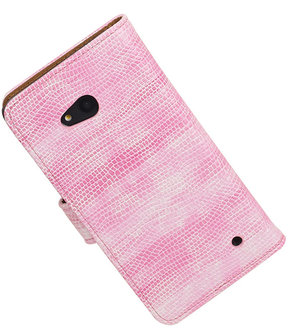 Microsoft Lumia 640 Booktype Wallet Hoesje Mini Slang Roze