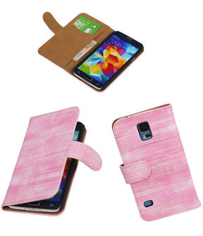 Samsung Galaxy S5 Booktype Wallet Hoesje Mini Slang Roze