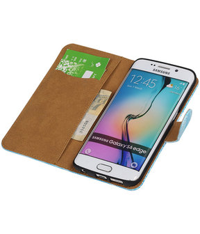 Samsung Galaxy S6 Edge Booktype Wallet Hoesje Mini Slang Blauw