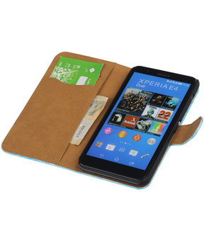 Sony Xperia E4 Booktype Wallet Hoesje Mini Slang Blauw