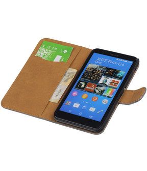 Sony Xperia E4 Booktype Wallet Hoesje Mini Slang Grijs
