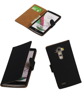 LG G4 Effen Booktype Wallet Hoesje Zwart