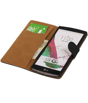 LG G4 Effen Booktype Wallet Hoesje Zwart