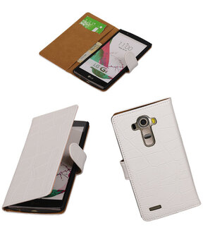 LG G4 Croco Booktype Wallet Hoesje Wit