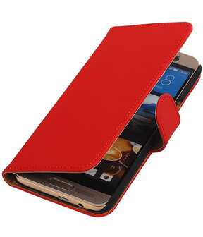 HTC One M9 Plus Effen Booktype Wallet Hoesje Rood