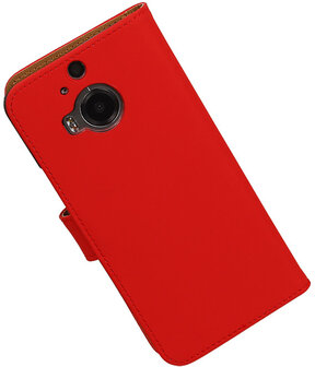 HTC One M9 Plus Effen Booktype Wallet Hoesje Rood