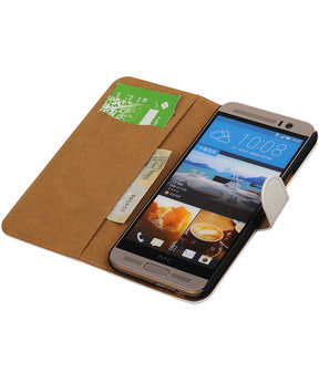 HTC One M9 Plus Effen Booktype Wallet Hoesje Wit