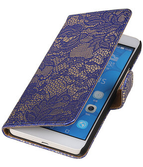 LG G4c Lace Kant Bookstyle Wallet Hoesje Blauw