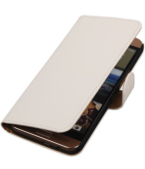 HTC One Me Effen Bookstyle Wallet Hoesje Wit