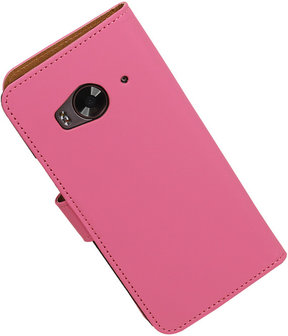 HTC One Me Effen Bookstyle Wallet Hoesje Roze