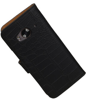 HTC One Me Croco Bookstyle Wallet Hoesje Zwart