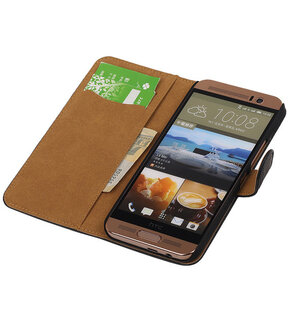 HTC One Me Croco Bookstyle Wallet Hoesje Zwart