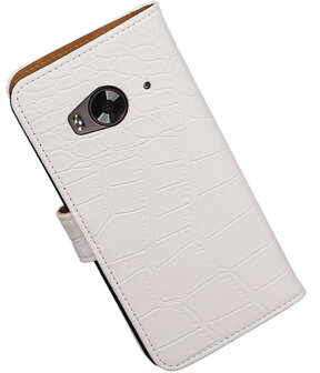 HTC One Me Croco Bookstyle Wallet Hoesje Wit