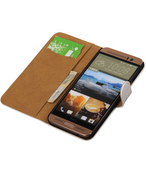 HTC One Me Croco Bookstyle Wallet Hoesje Wit