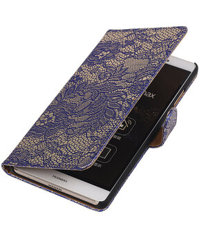 Sony Xperia E4g Lace Kant Bookstyle Wallet Hoesje Blauw