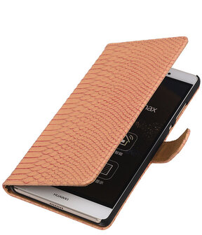 Sony Xperia E4g Snake Slang Bookstyle Wallet Hoesje Roze