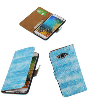 Samsung Galaxy E7 Booktype Wallet Hoesje Mini Slang Blauw