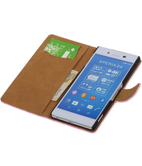 Sony Xperia Z4/Z3+ Booktype Wallet Hoesje Mini Slang Roze