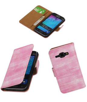 Samsung Galaxy J1 Booktype Wallet Hoesje Mini Slang Roze