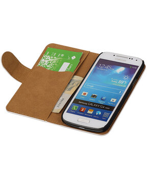 Wit Hoesje voor Samsung Galaxy S4 Mini s Book/Wallet Case/Cover