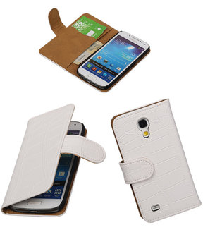 Wit Croco Samsung Galaxy S4 Mini i9190 hoesjes Book/Wallet Case/Cover