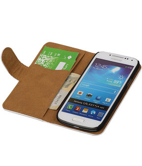 Wit Croco Samsung Galaxy S4 Mini i9190 hoesjes Book/Wallet Case/Cover