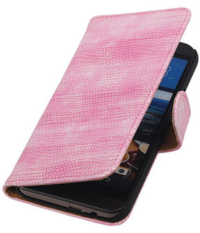 HTC One M9 Booktype Wallet Hoesje Mini Slang Roze