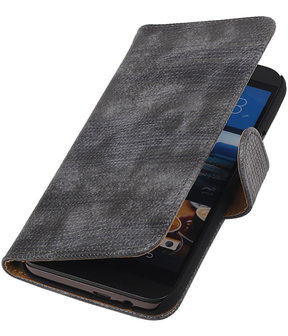 HTC One M9 Booktype Wallet Hoesje Mini Slang Grijs