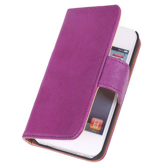 Polar Echt Lederen Lila Apple iPod Touch 5 Bookstyle Wallet Hoesje