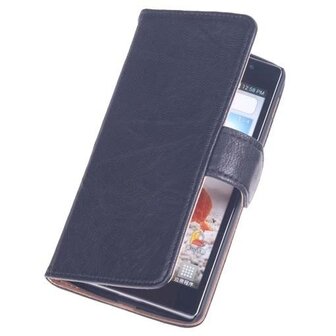 Polar Echt Lederen Zwart LG L90 Bookstyle Wallet Hoesje