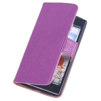 Polar Echt Lederen Lila LG L80 Bookstyle Wallet Hoesje