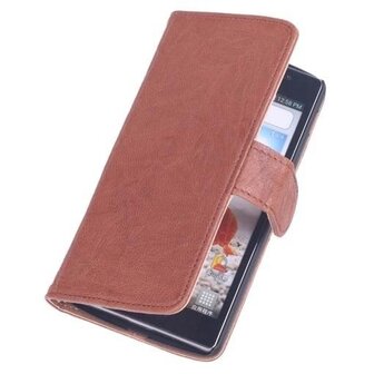 Polar Echt Lederen Bruin LG L80 Bookstyle Wallet Hoesje