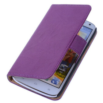 Polar Echt Lederen Lila Huawei Ascend G610 Bookstyle Wallet Hoesje