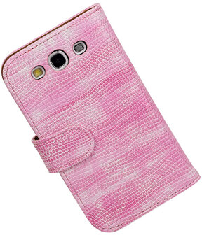 Hoesje voor Samsung Galaxy S3 Bookstyle - Mini Slang Roze