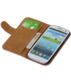 Hoesje voor Samsung Galaxy S3 Bookstyle - Mini Slang Roze