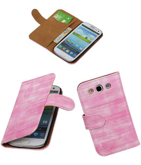 Hoesje voor Samsung Galaxy S3 Bookstyle - Mini Slang Roze