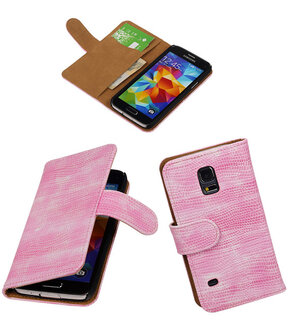 Hoesje voor Samsung Galaxy S5 mini Bookstyle - Mini Slang Roze