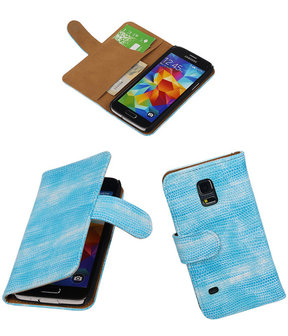 Hoesje voor Samsung Galaxy S5 mini Bookstyle - Mini Slang Turquoise