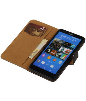 Hoesje voor Sony Xperia E4 - Effen Zwart - Booktype Wallet