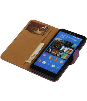 Hoesje voor Sony Xperia E4 - Effen Paars - Booktype Wallet