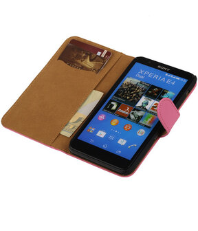 Hoesje voor Sony Xperia E4 - Effen Roze - Booktype Wallet
