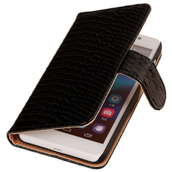Hoesje voor Huawei Ascend G6 4G Booktype Wallet Slang Zwart