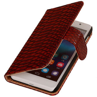 Hoesje voor Huawei Ascend G6 4G Booktype Wallet Slang Rood