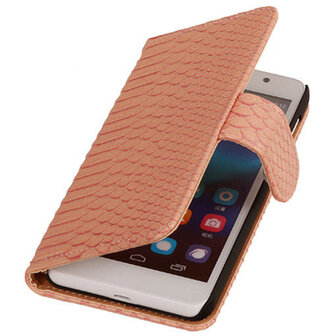 Hoesje voor Huawei Ascend G6 4G Booktype Wallet Slang Roze