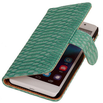 Hoesje voor Huawei Ascend G6 4G Booktype Wallet Slang Turquoise