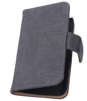 Hoesje voor Huawei Ascend G6 4G Booktype Wallet Hout Grijs