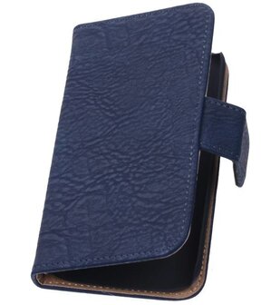 Hoesje voor Huawei Ascend G6 4G Booktype Wallet Hout Blauw