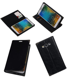 Hoesje voor Samsung Galaxy E7 - Zwart TPU Map Bookstyle